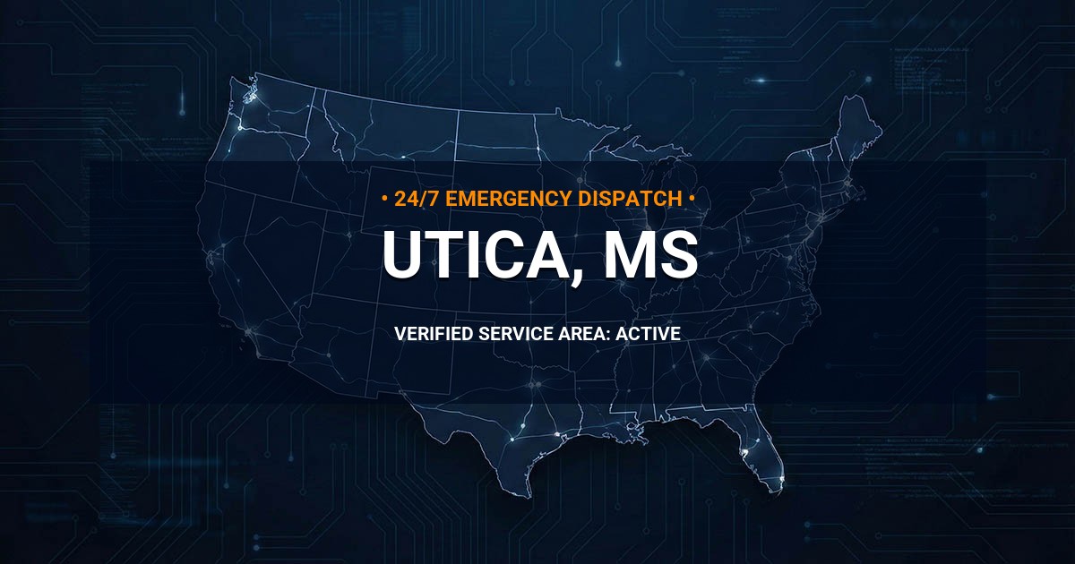 Emergency Plumbing Dispatch Map for Plumbing Services: Utica, MS