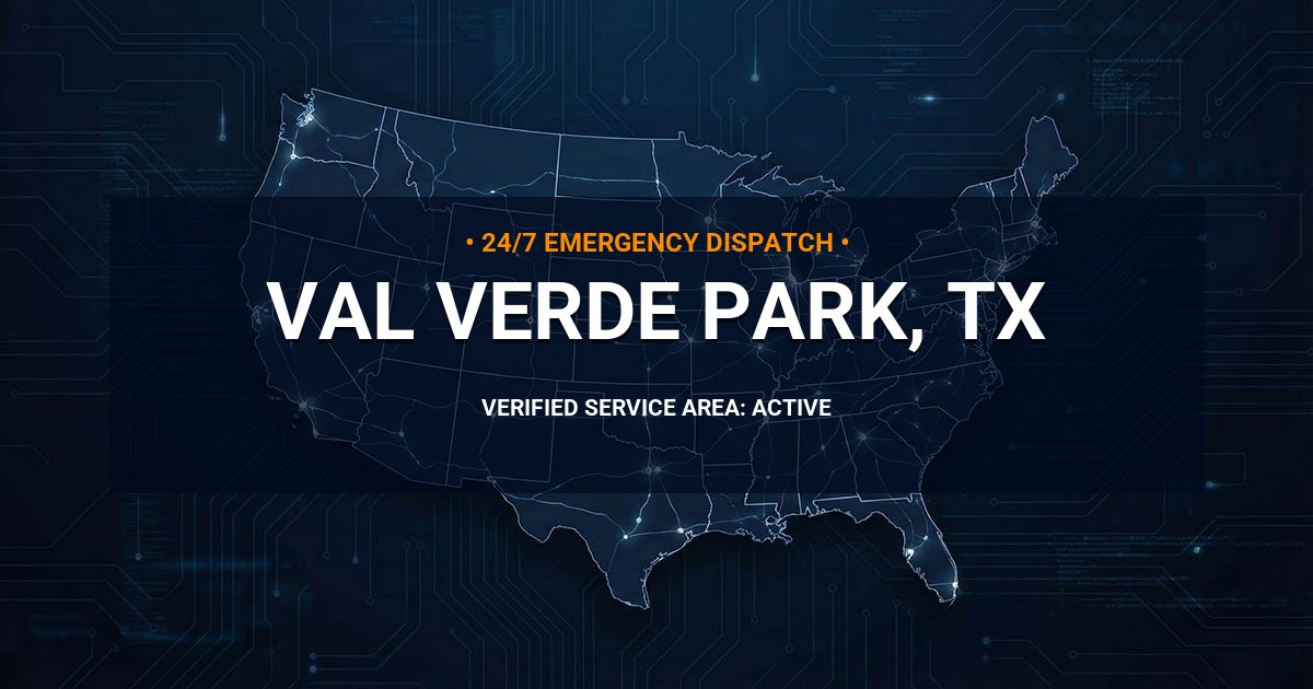 Emergency Plumbing Dispatch Map for Plumbing Services: Val Verde Park, TX