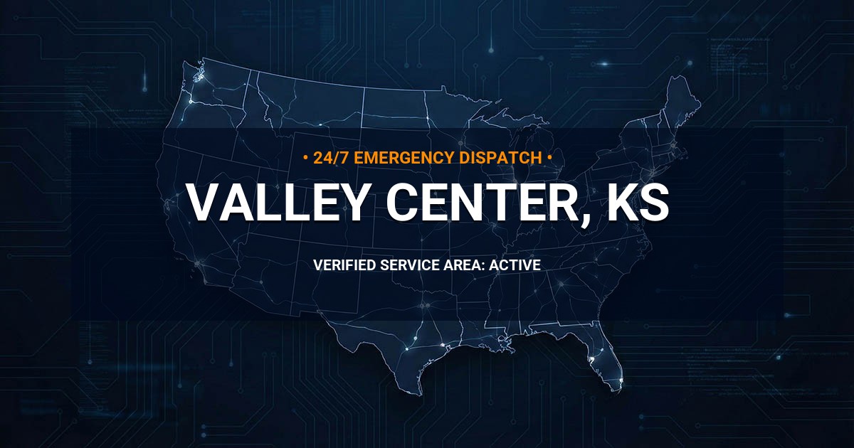 Emergency Plumbing Dispatch Map for Plumbing Services: Valley Center, KS