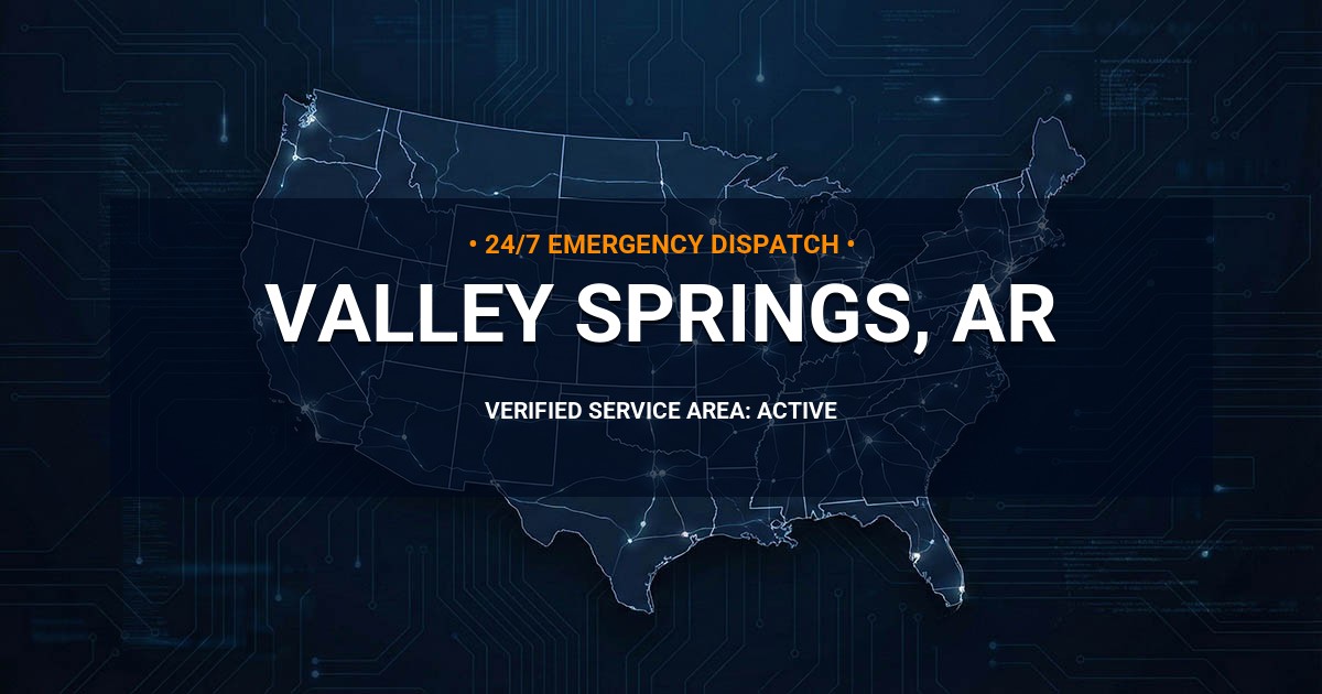 Emergency Plumbing Dispatch Map for Plumbing Services: Valley Springs, AR
