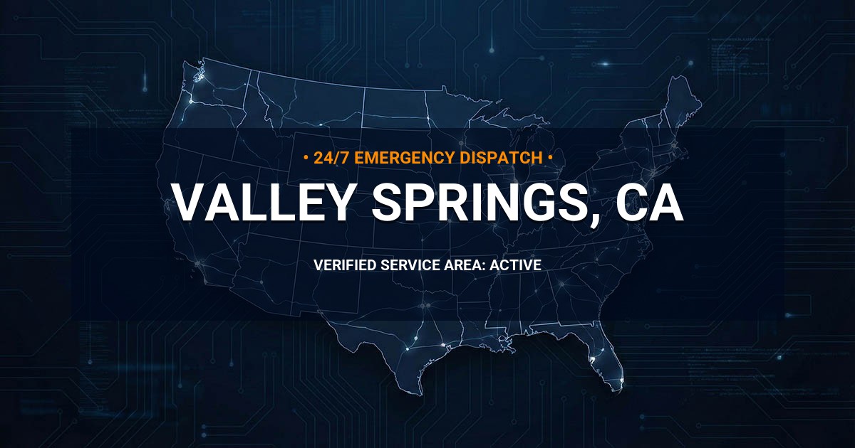 Emergency Plumbing Dispatch Map for Plumbing Services: Valley Springs, CA