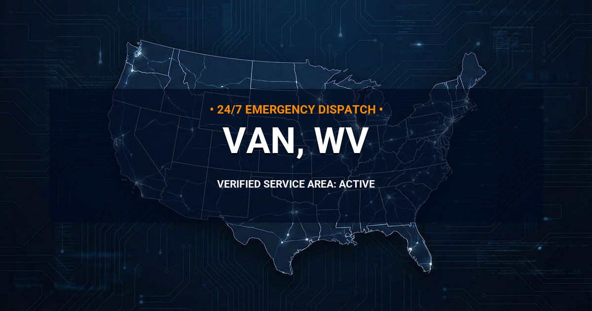 Emergency Plumbing Dispatch Map for Plumbing Services: Van, WV