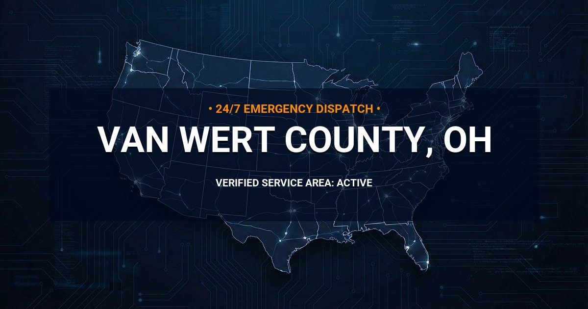 Emergency Plumbing Dispatch Map for Van Wert County Plumbing Logistics