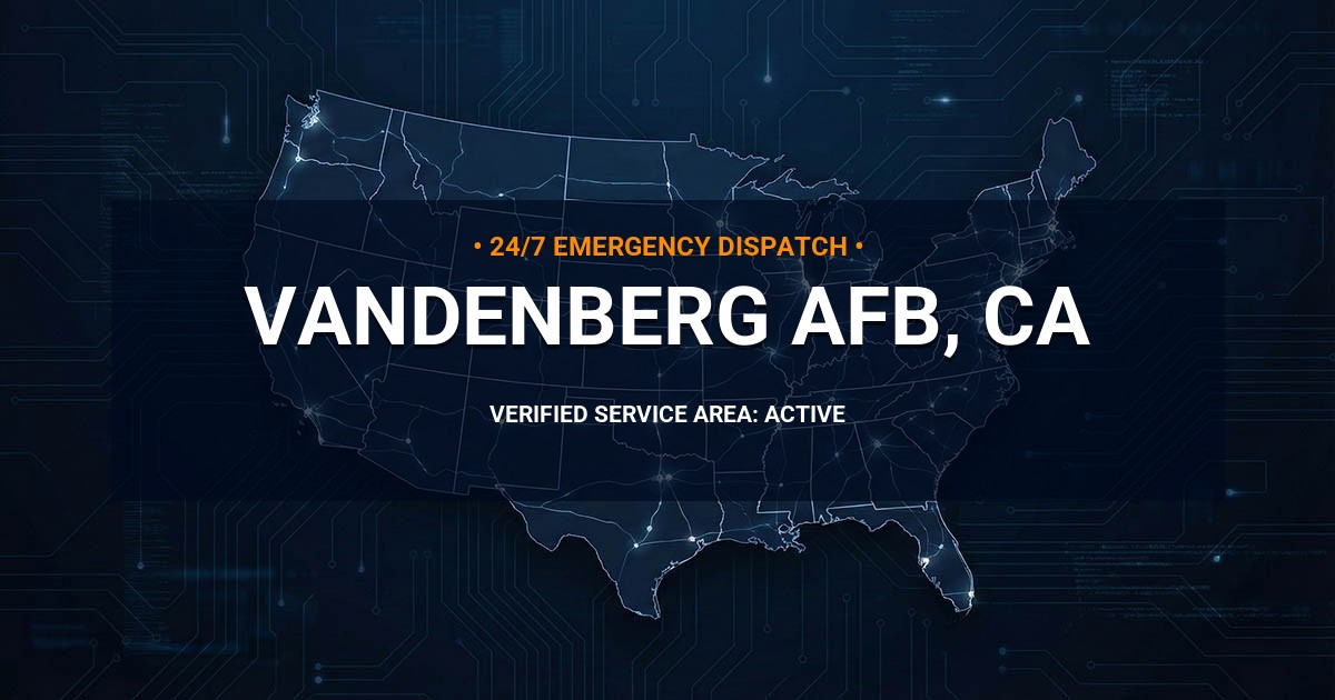 Emergency Plumbing Dispatch Map for Plumbing Services: Vandenberg AFB, CA