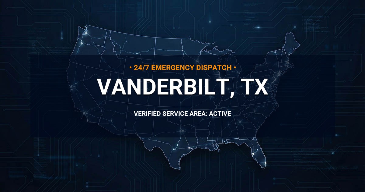 Emergency Plumbing Dispatch Map for Plumbing Services: Vanderbilt, TX