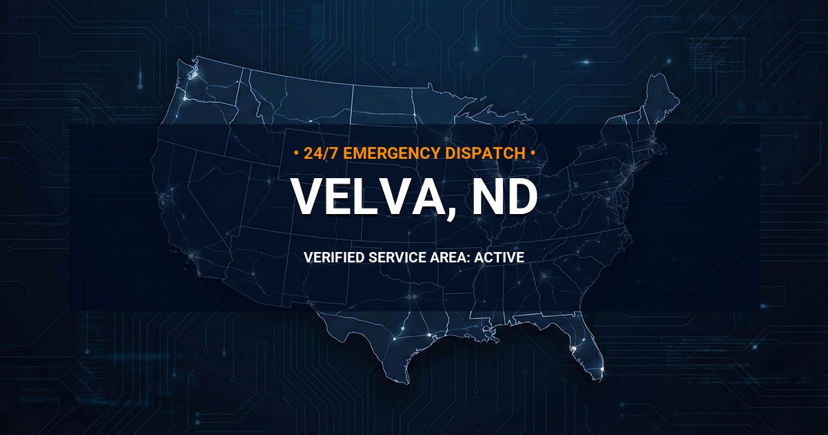 Emergency Plumbing Dispatch Map for Plumbing Services: Velva, ND