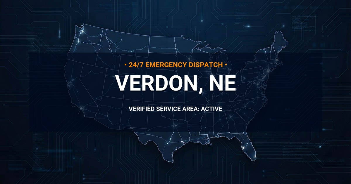 Emergency Plumbing Dispatch Map for Plumbing Services: Verdon, NE