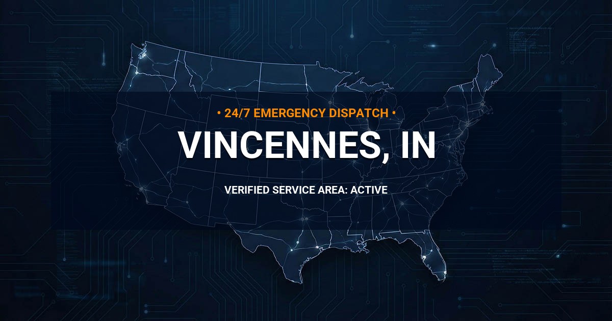 Emergency Plumbing Dispatch Map for Plumbing Services: Vincennes, IN
