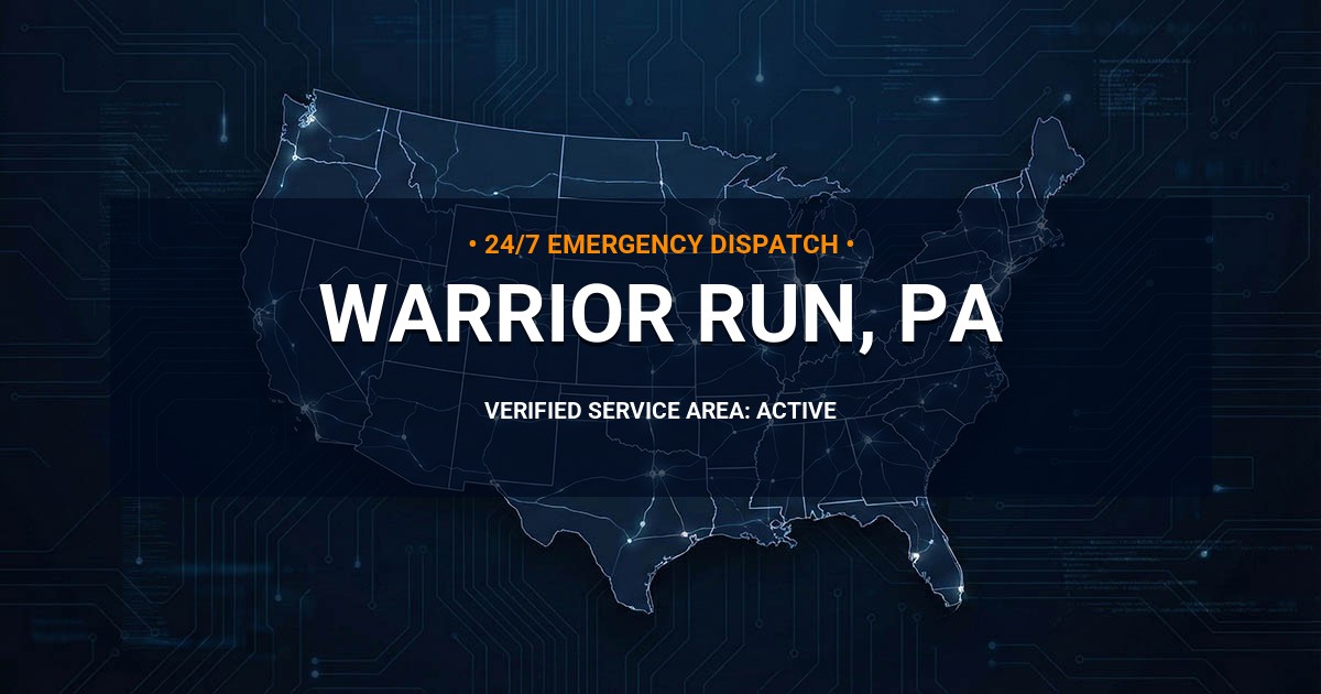 Emergency Plumbing Dispatch Map for Plumbing Services: Warrior Run, PA