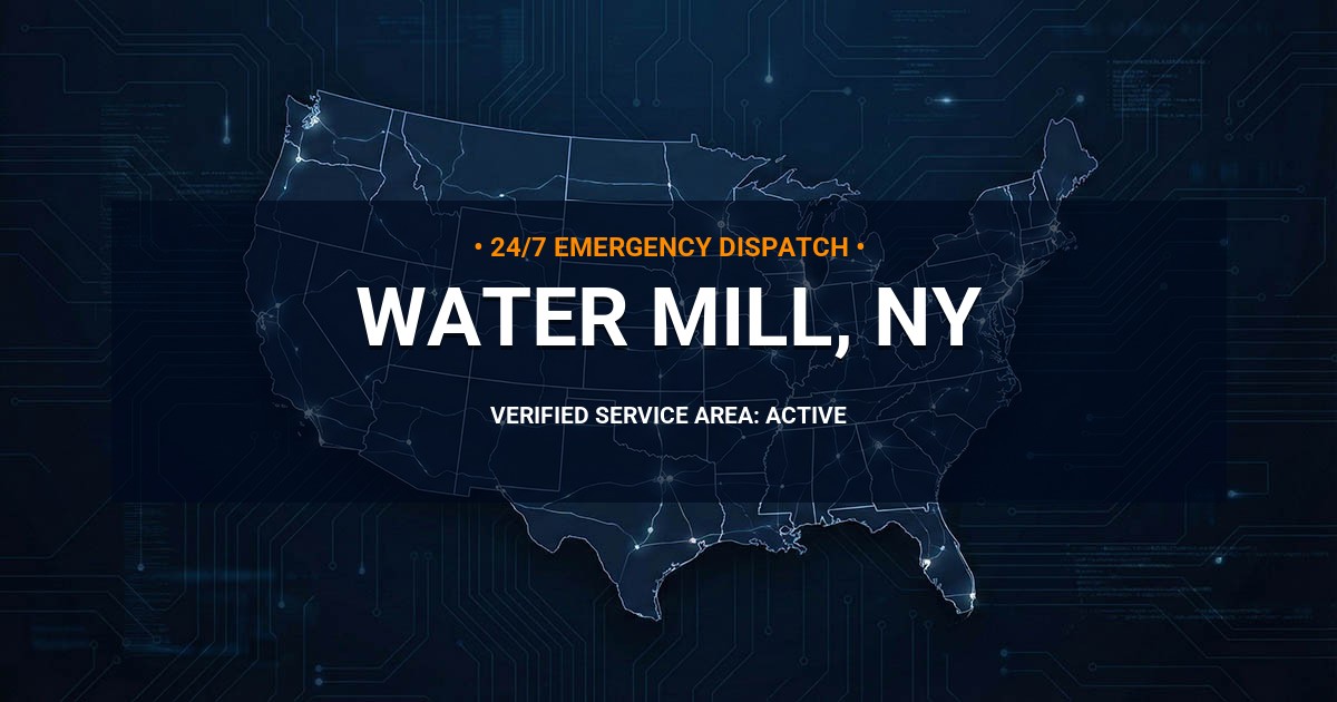 Emergency Plumbing Dispatch Map for Plumbing Services: Water Mill, NY
