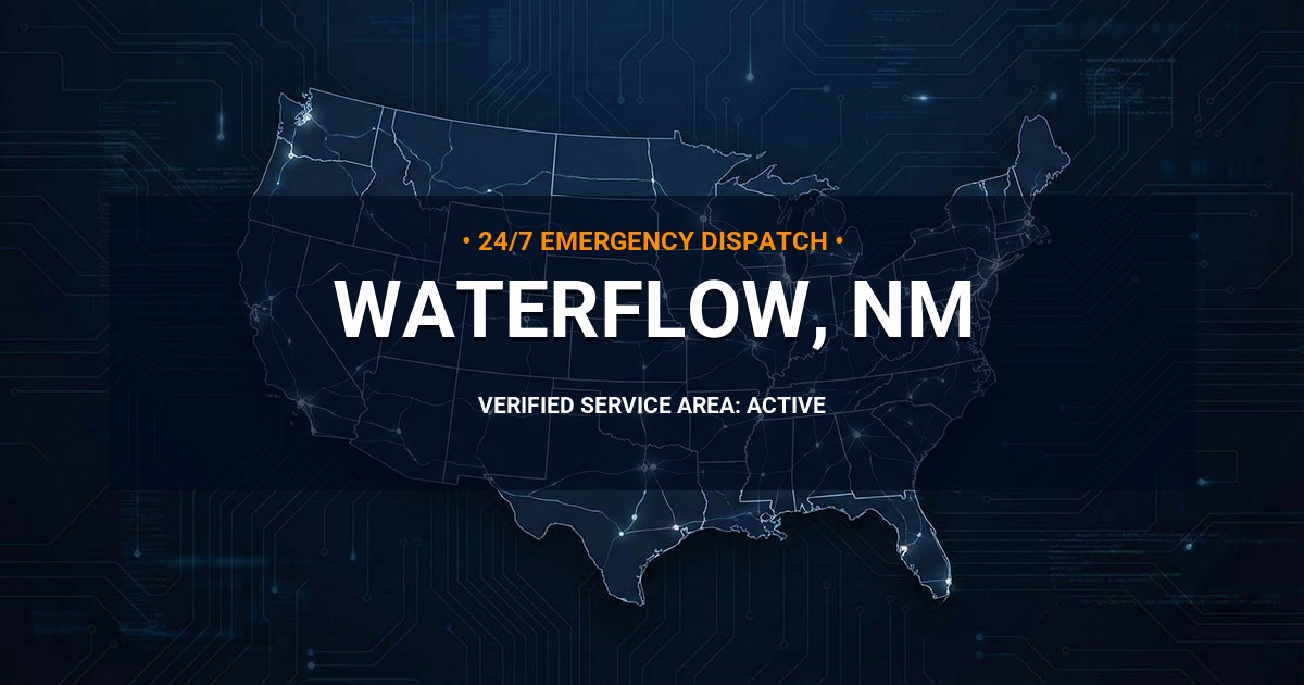 Emergency Plumbing Dispatch Map for Plumbing Services: Waterflow, NM