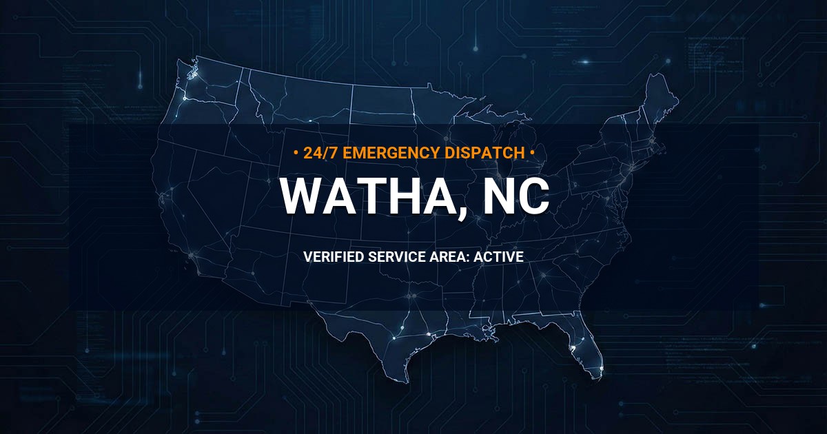 Emergency Plumbing Dispatch Map for Plumbing Services: Watha, NC