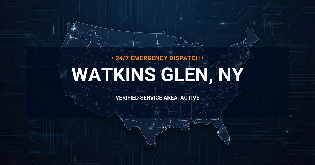 Emergency Plumbing Dispatch Map for Plumbing Services: Watkins Glen, NY