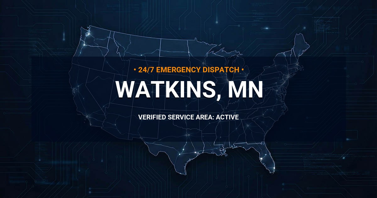 Emergency Plumbing Dispatch Map for Plumbing Services: Watkins, MN