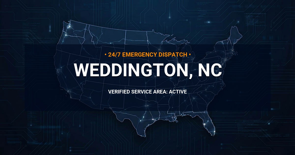 Emergency Plumbing Dispatch Map for Plumbing Services: Weddington, NC