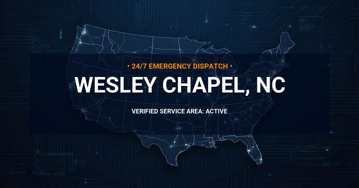 Emergency Plumbing Dispatch Map for Plumbing Services: Wesley Chapel, NC