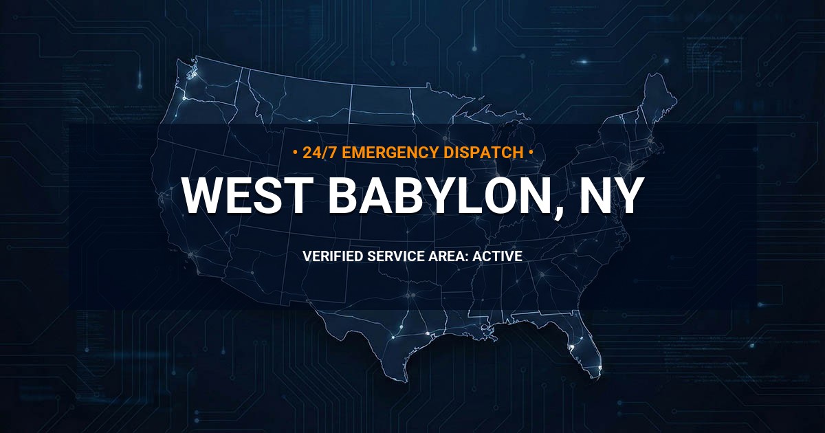 Emergency Plumbing Dispatch Map for Plumbing Services: West Babylon, NY
