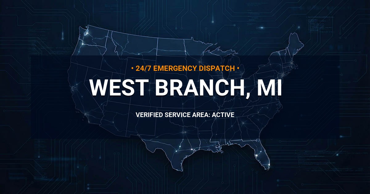 Emergency Plumbing Dispatch Map for Plumbing Services: West Branch, MI