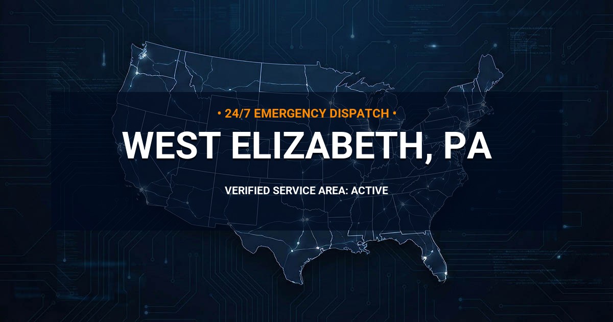 Emergency Plumbing Dispatch Map for Plumbing Services: West Elizabeth, PA