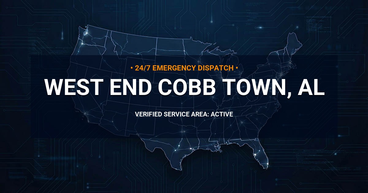 Emergency Plumbing Dispatch Map for Plumbing Services: West End-Cobb Town, AL