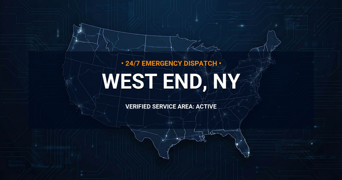 Emergency Plumbing Dispatch Map for Plumbing Services: West End, NY
