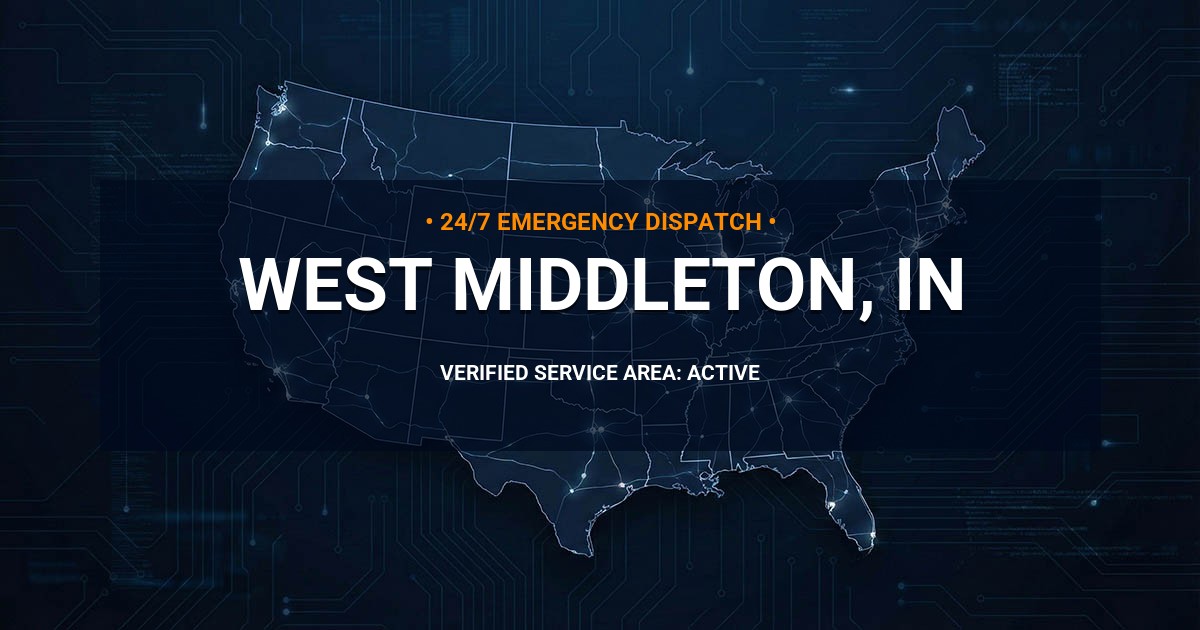 Emergency Plumbing Dispatch Map for Plumbing Services: West Middleton, IN