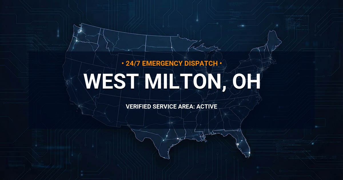 Emergency Plumbing Dispatch Map for Plumbing Services: West Milton, OH