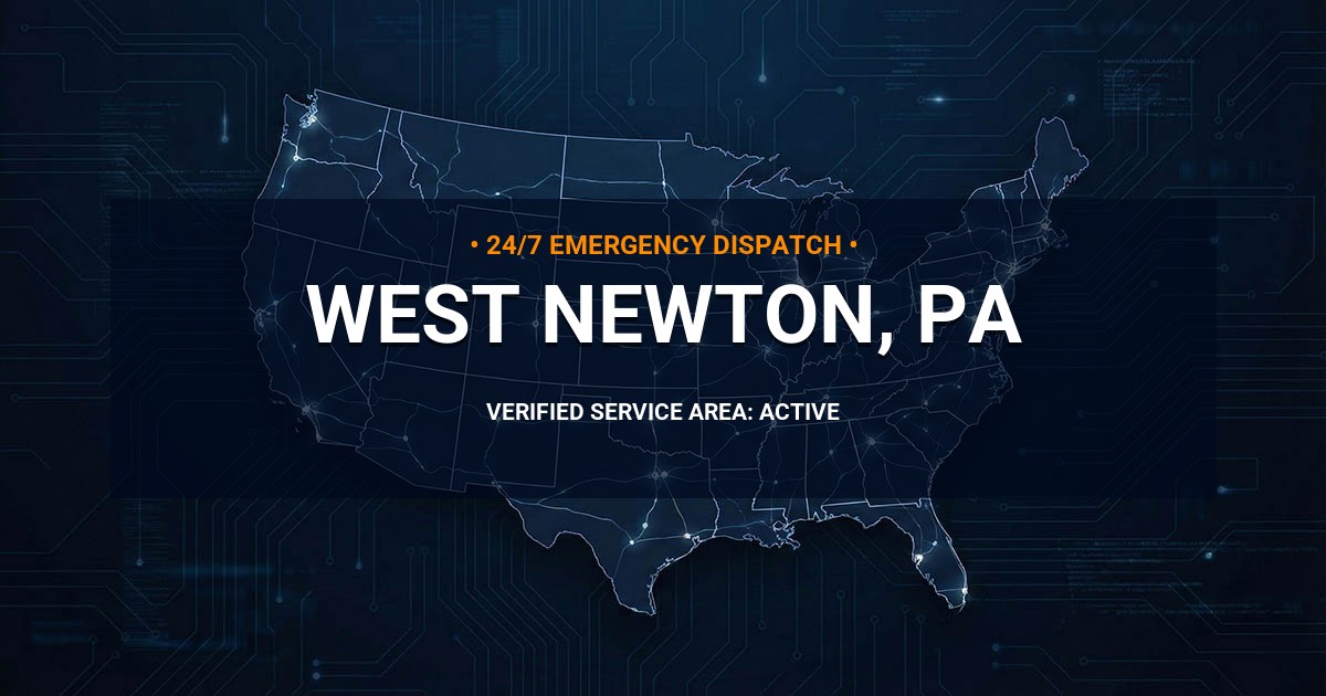 Emergency Plumbing Dispatch Map for Plumbing Services: West Newton, PA