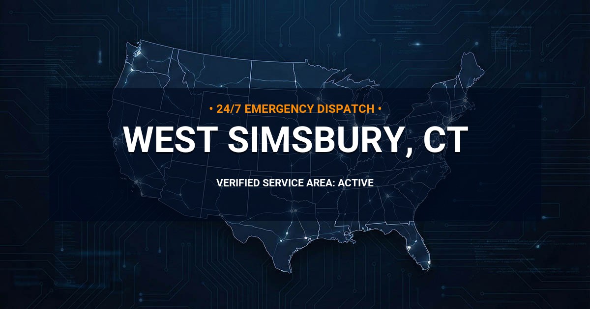 Emergency Plumbing Dispatch Map for Plumbing Services: West Simsbury, CT
