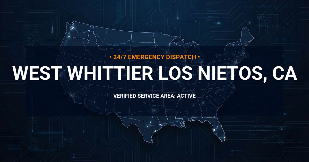 Emergency Plumbing Dispatch Map for Plumbing Services: West Whittier-Los Nietos, CA