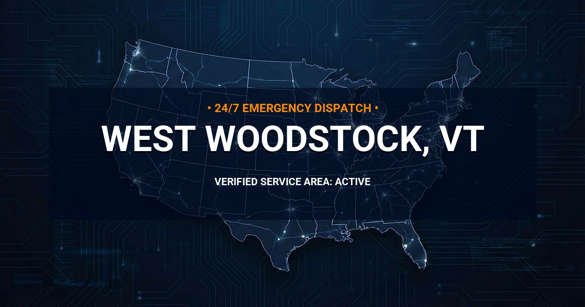 Emergency Plumbing Dispatch Map for Plumbing Services: West Woodstock, VT