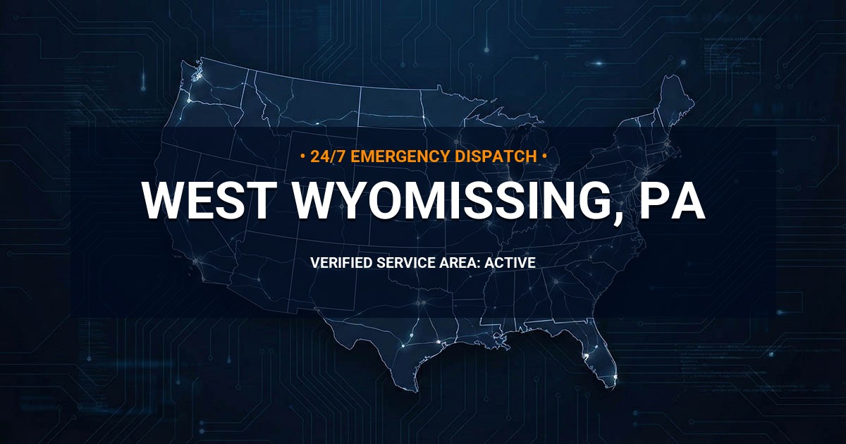 Emergency Plumbing Dispatch Map for Plumbing Services: West Wyomissing, PA
