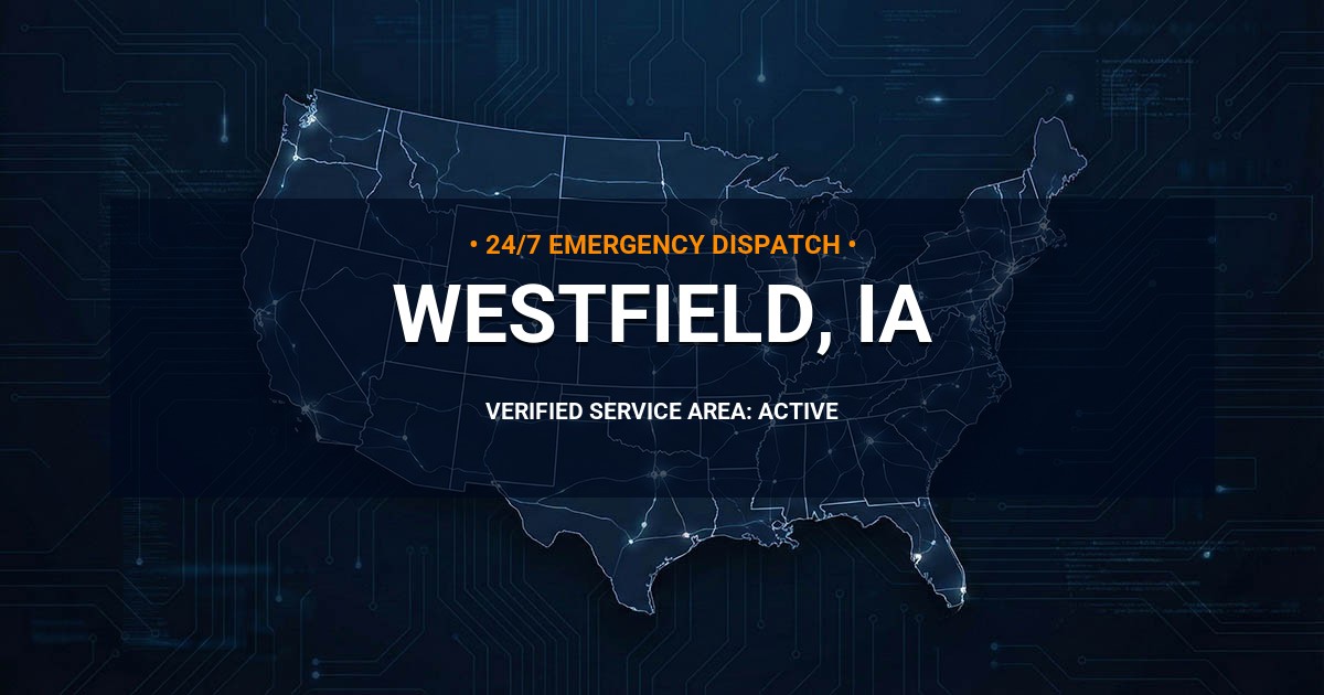 Emergency Plumbing Dispatch Map for Plumbing Services: Westfield, IA