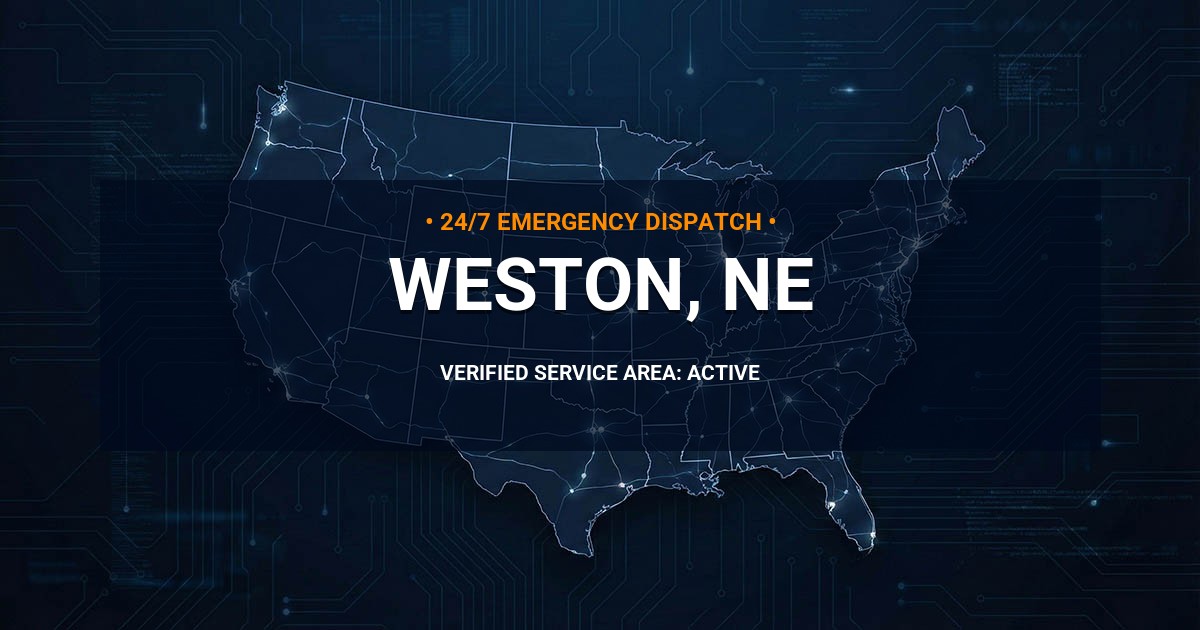 Emergency Plumbing Dispatch Map for Plumbing Services: Weston, NE