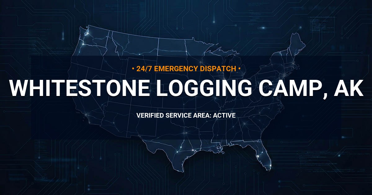 Emergency Plumbing Dispatch Map for Plumbing Services: Whitestone Logging Camp, AK