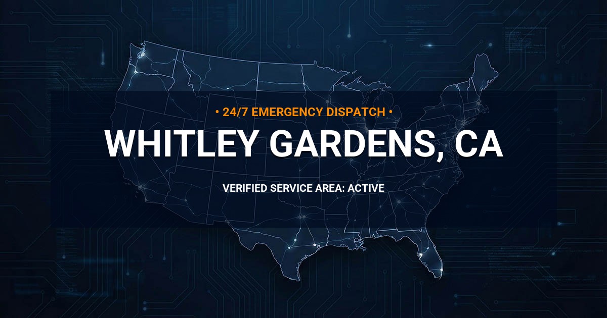 Emergency Plumbing Dispatch Map for Plumbing Services: Whitley Gardens, CA