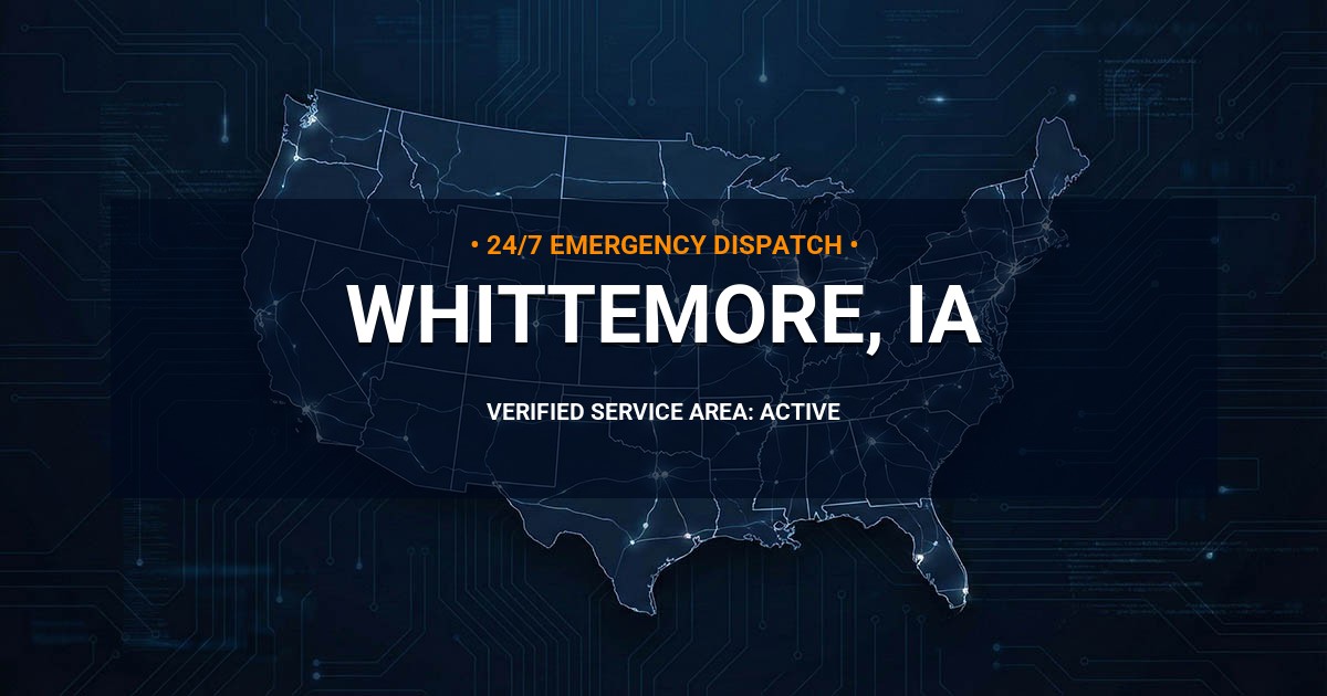 Emergency Plumbing Dispatch Map for Plumbing Services: Whittemore, IA