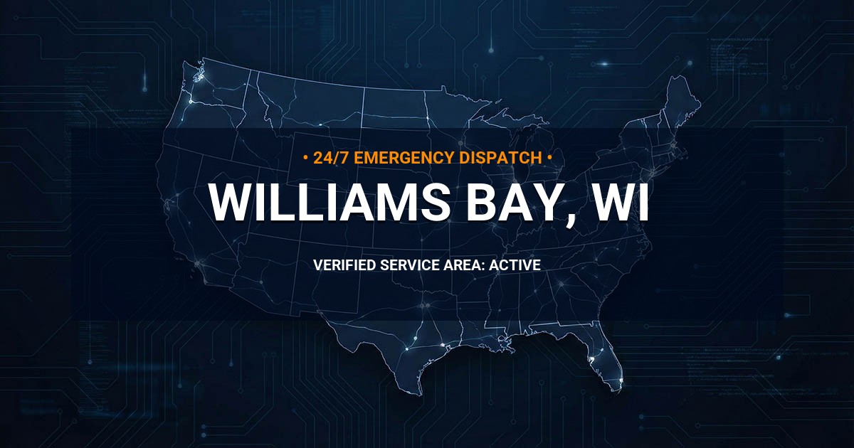 Emergency Plumbing Dispatch Map for Plumbing Services: Williams Bay, WI