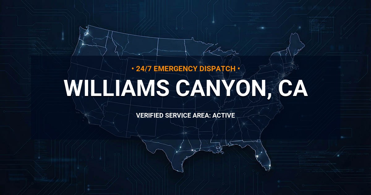 Emergency Plumbing Dispatch Map for Plumbing Services: Williams Canyon, CA