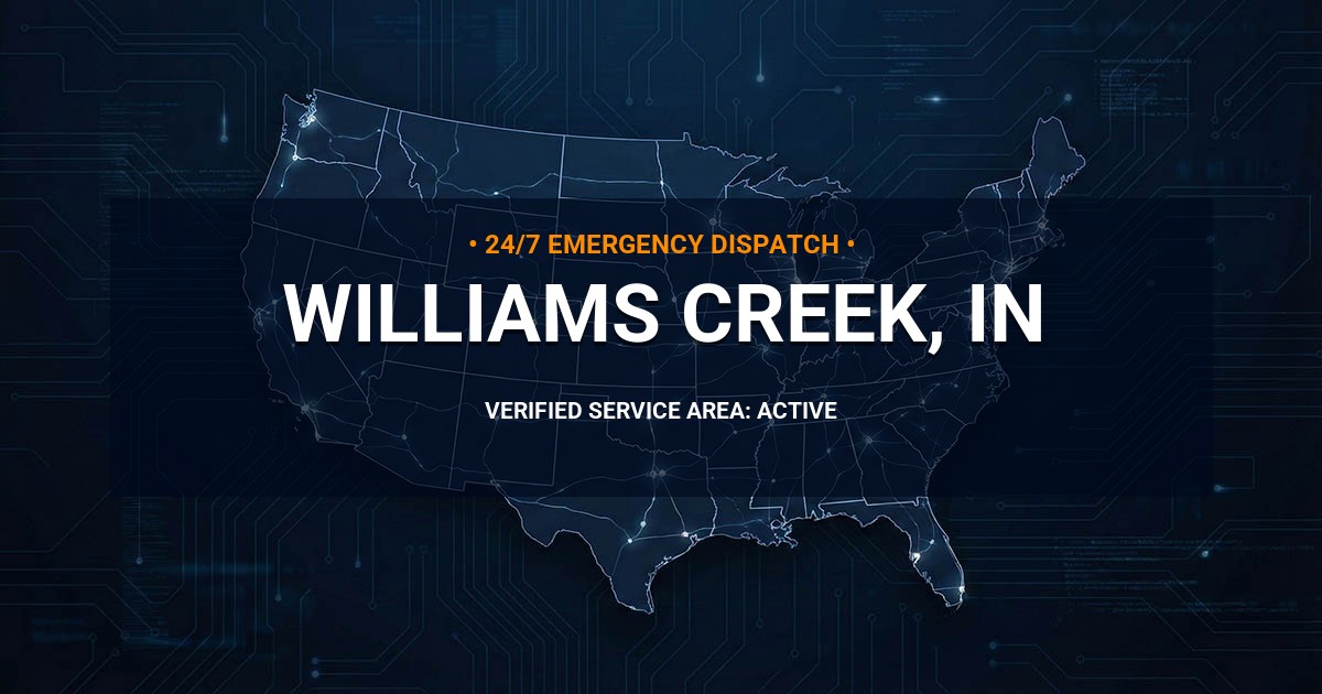 Emergency Plumbing Dispatch Map for Plumbing Services: Williams Creek, IN