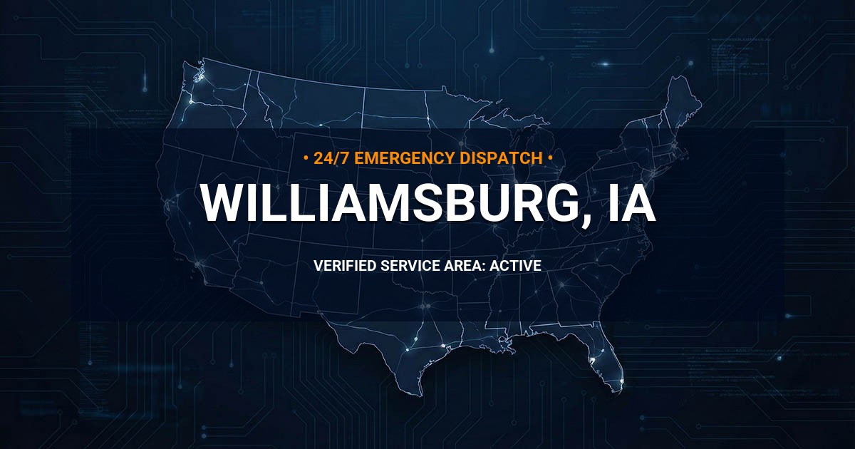 Emergency Plumbing Dispatch Map for Plumbing Services: Williamsburg, IA