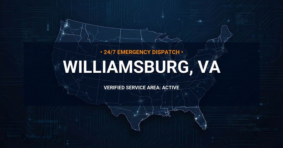 Emergency Plumbing Dispatch Map for Plumbing Services: Williamsburg, VA