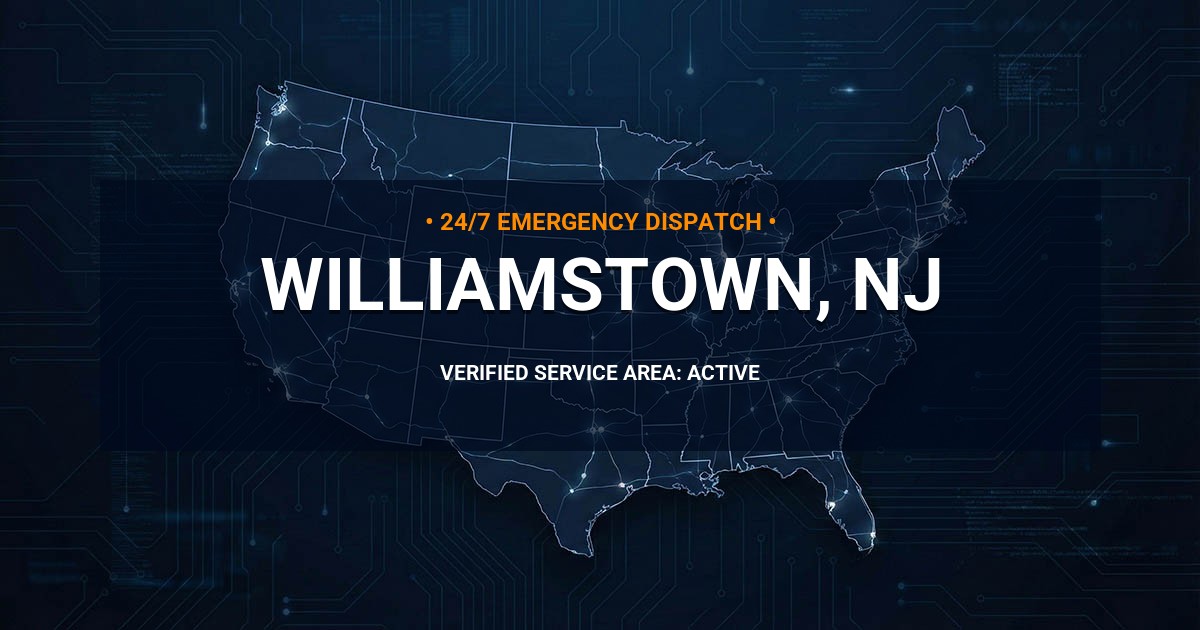Emergency Plumbing Dispatch Map for Plumbing Services: Williamstown, NJ