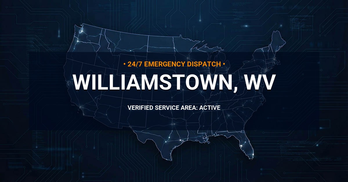 Emergency Plumbing Dispatch Map for Plumbing Services: Williamstown, WV
