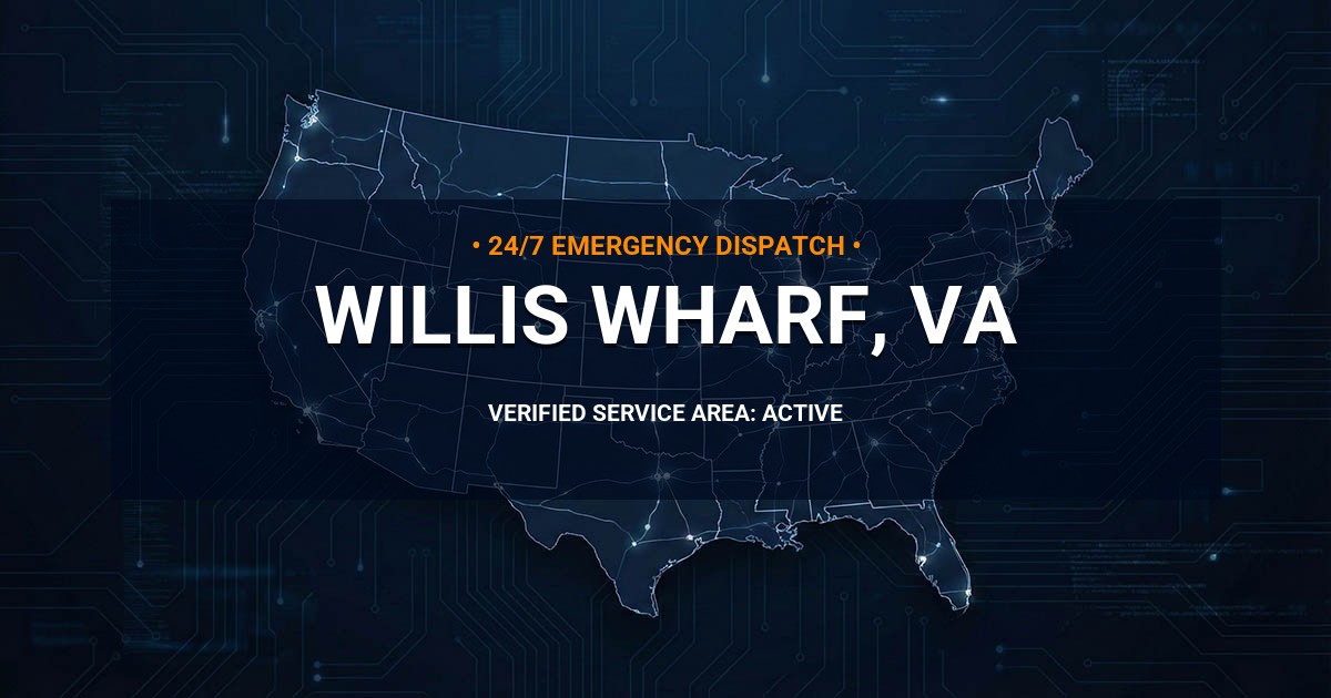 Emergency Plumbing Dispatch Map for Plumbing Services: Willis Wharf, VA