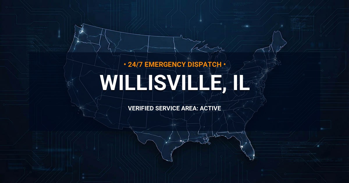 Emergency Plumbing Dispatch Map for Plumbing Services: Willisville, IL