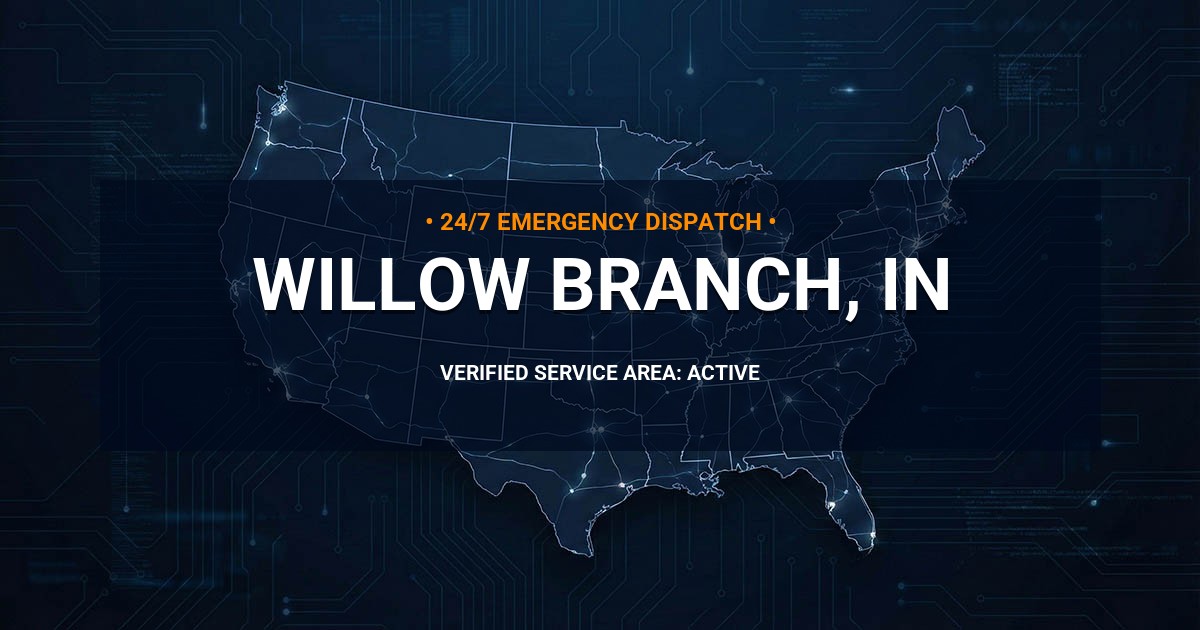 Emergency Plumbing Dispatch Map for Plumbing Services: Willow Branch, IN
