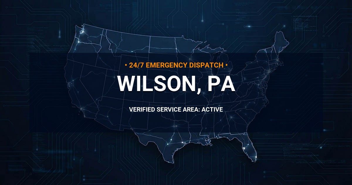 Emergency Plumbing Dispatch Map for Plumbing Services: Wilson, PA