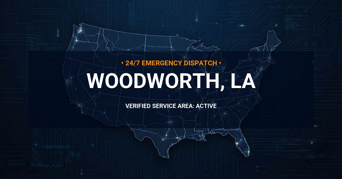 Emergency Plumbing Dispatch Map for Plumbing Services: Woodworth, LA