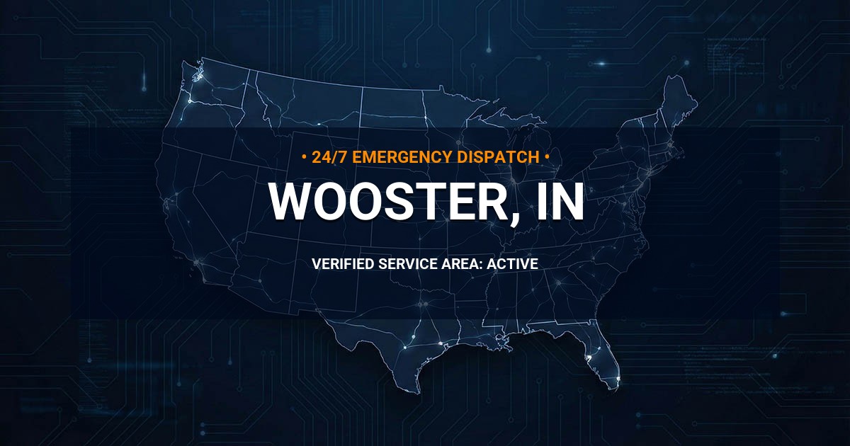 Emergency Plumbing Dispatch Map for Plumbing Services: Wooster, IN